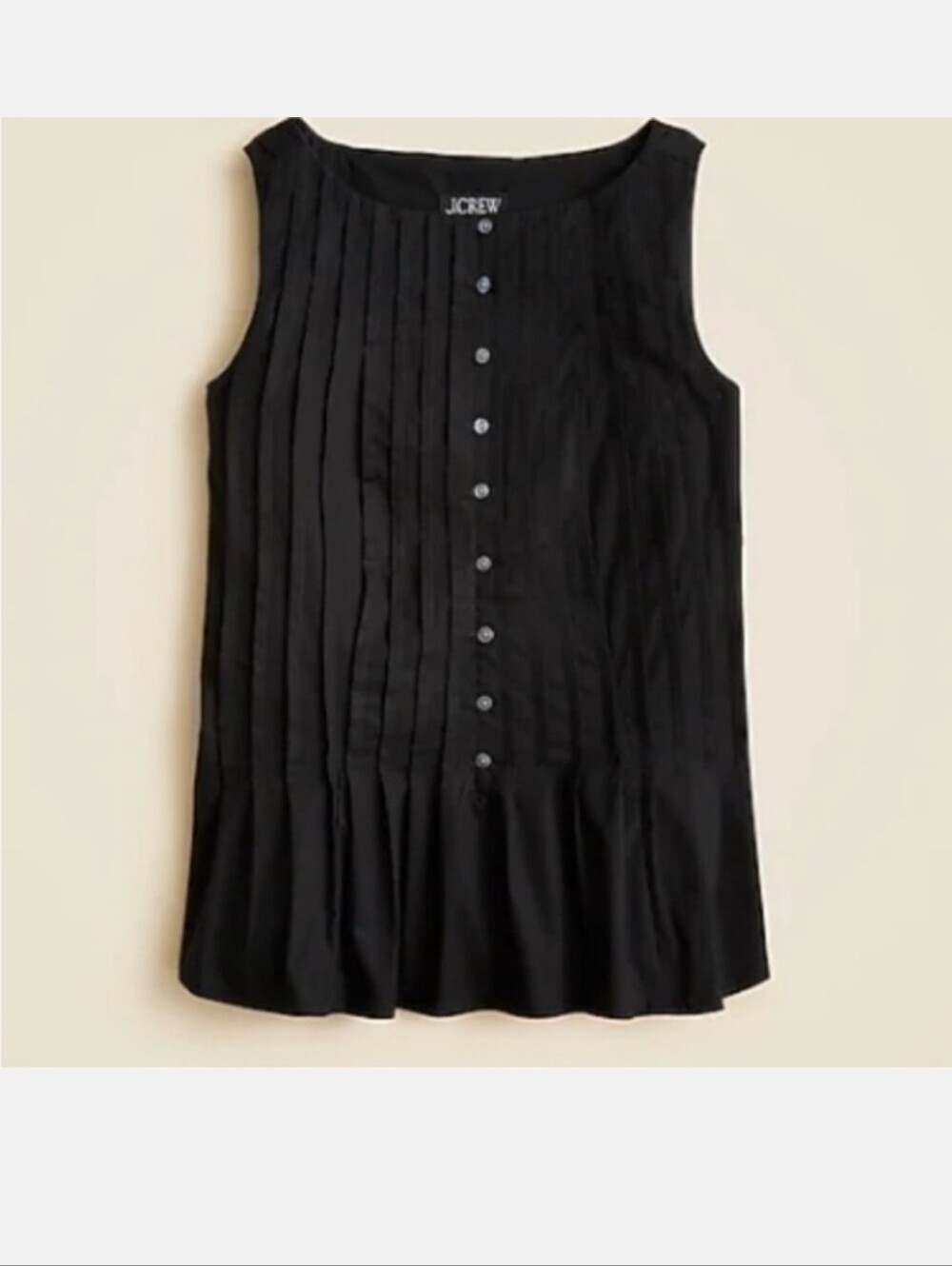 J.Crew Pintuck Black Sleeveless cotton top CN509 Sz 2